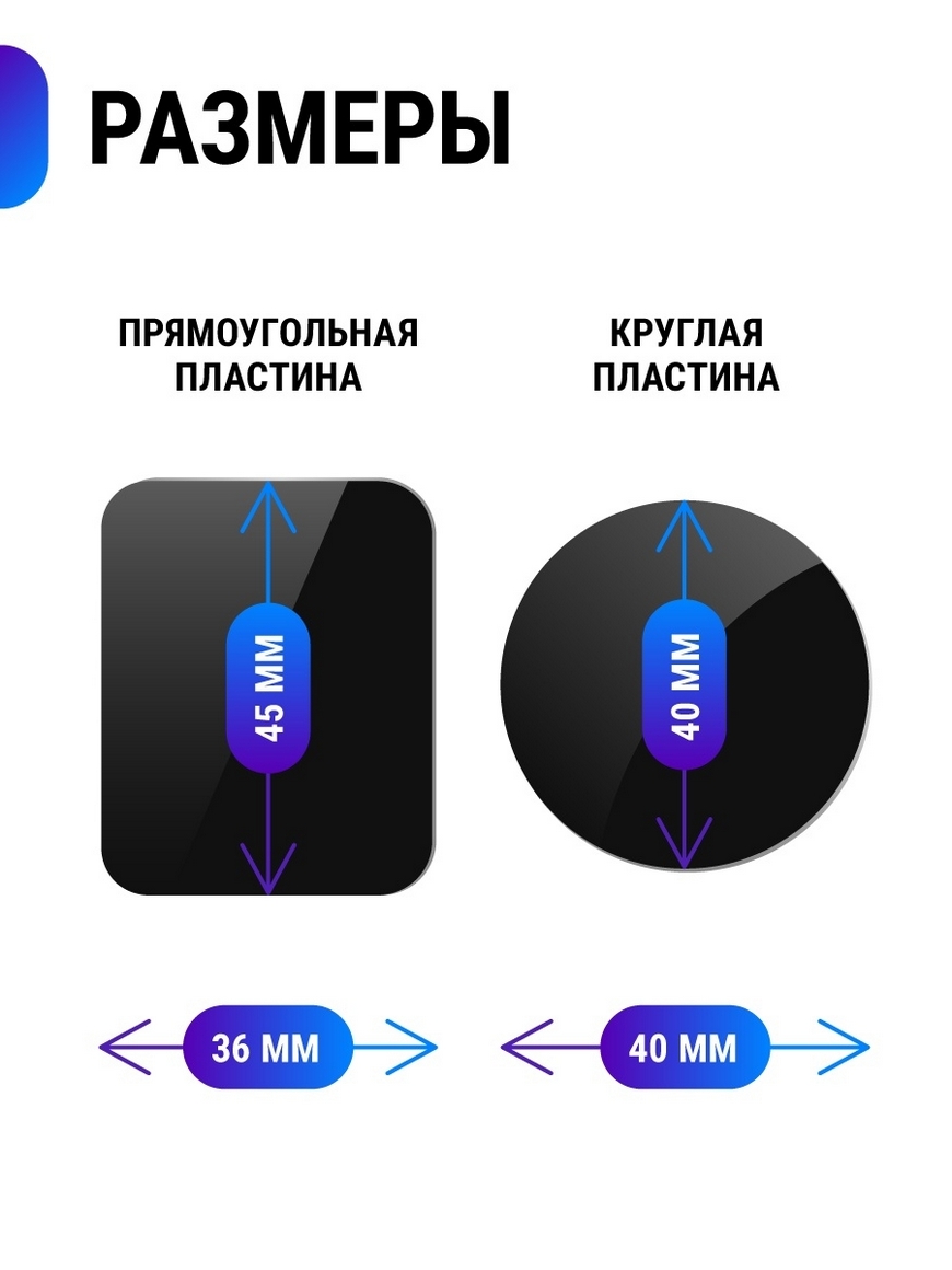 Автомобильный магнитный держатель в машину / в авто Металлические пластины  запасные 2 шт. Auto Adventure | Купить с доставкой в интернет-магазине  kandi.ru