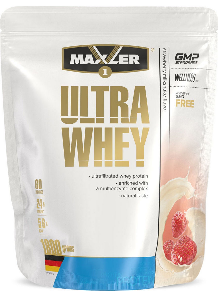 Протеиновый коктейль для похудения Ultra Whey Protein / Сывороточный протеин  / Клубника 1800 гр MAXLER | Купить с доставкой в интернет-магазине kandi.ru