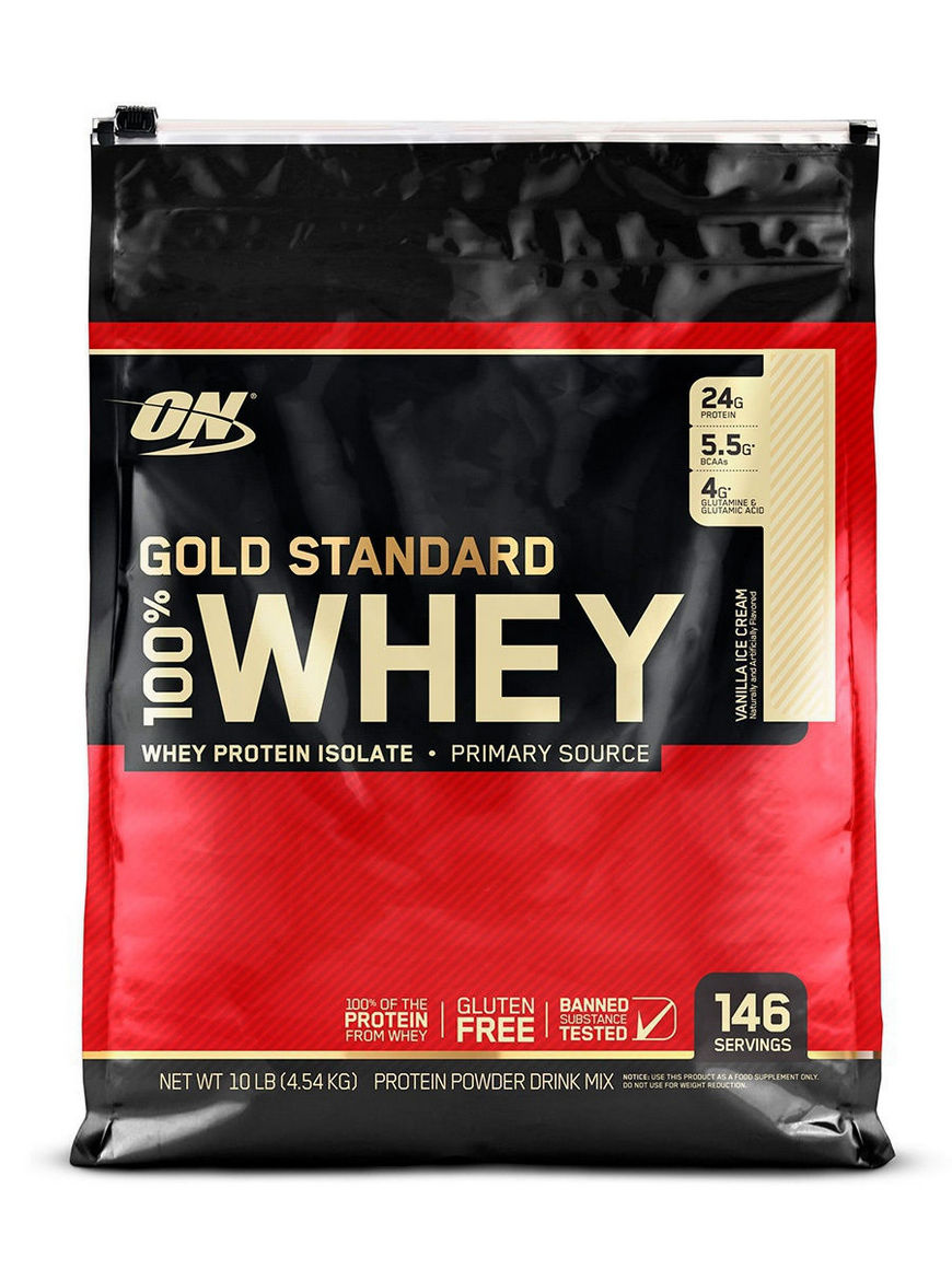 Протеин Gold Standard 100% Whey 10 lb (4540 г.) - Ванильное мороженое  Optimum Nutrition | Купить с доставкой в интернет-магазине kandi.ru