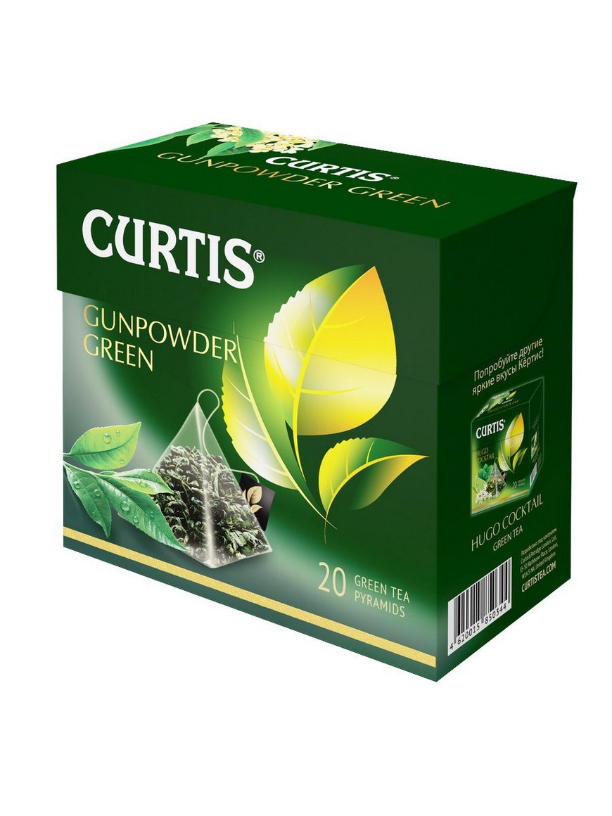 <b>Чай</b> <b>зеленый</b> ганпаудер Gunpowder <b>Green</b>, в пирамидках 20 шт Curtis. 