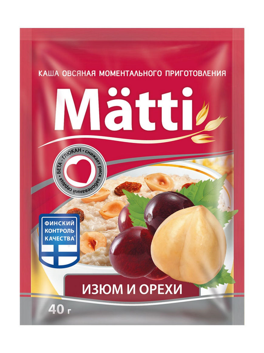 Овсяная каша matti изюм и орехи