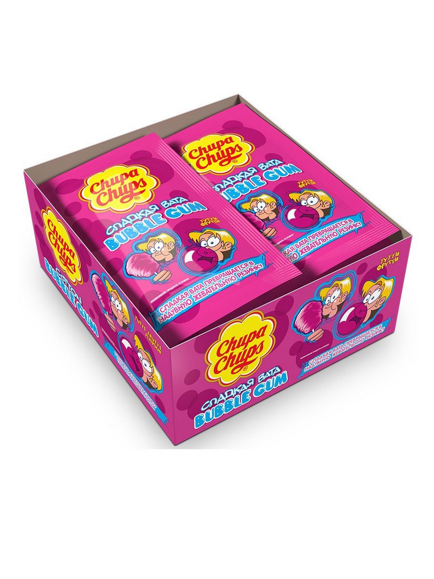 Жевательная резинка chupa chups Bubble Gum сладкая вата 11 г