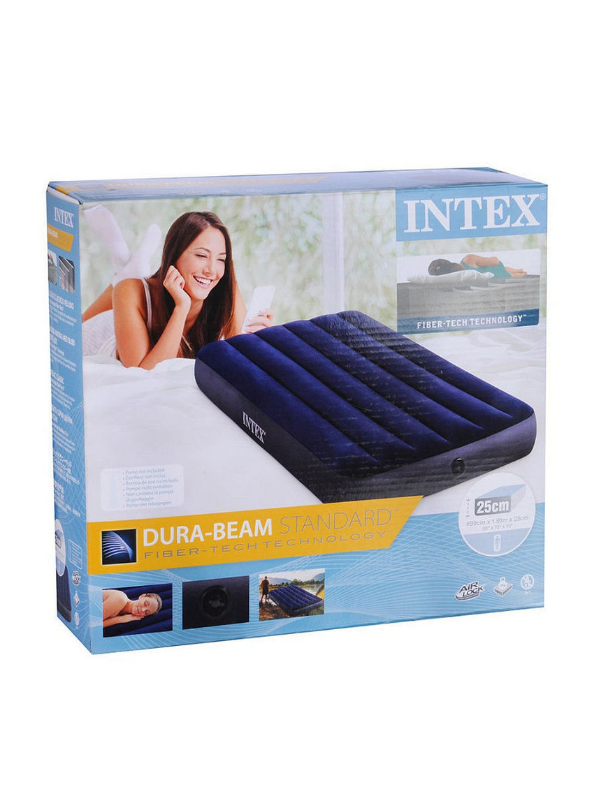 матрас надувной intex classic downy bed twin