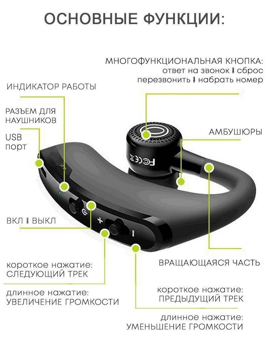 Беспроводная гарнитура bluetooth блютуз с микрофоном зарядный кейс для  наушников компьютера телефона VIBONCHA | Купить с доставкой в  интернет-магазине kandi.ru