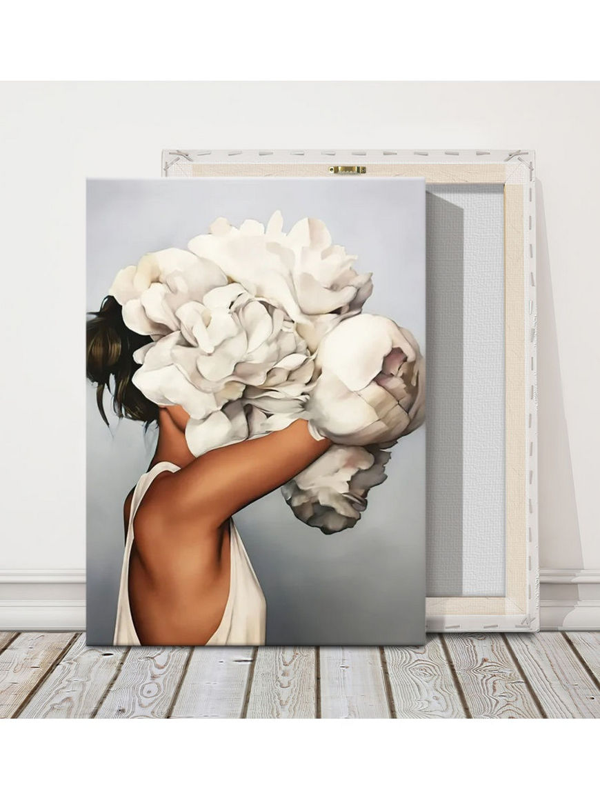 Картина для интерьера - Красивая девушка с цветами - белые пионы Леди Арт |  Купить с доставкой в интернет-магазине kandi.ru
