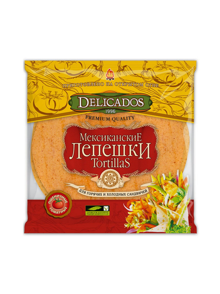 Тортильи (Мексиканские лепешки) томатные delicados 400гр (10 шт)