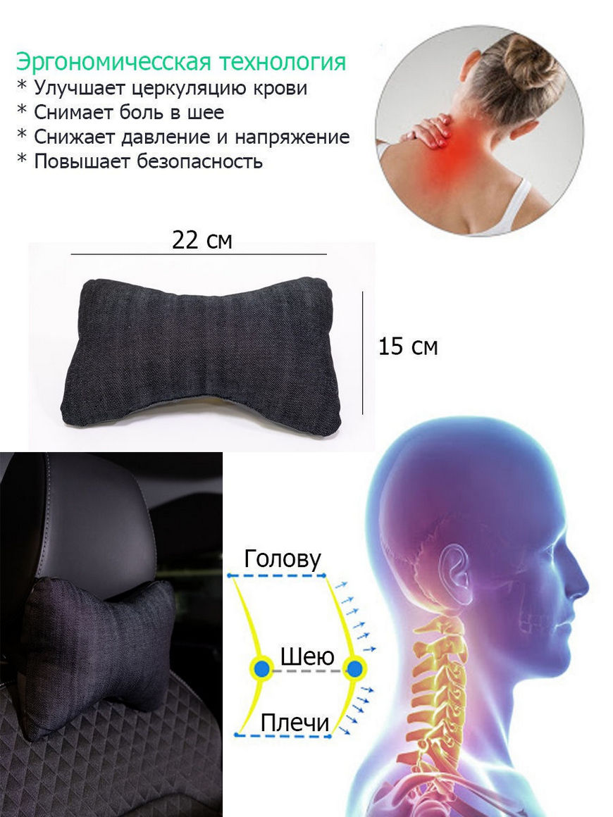 Автомобильная подушка на подголовник в машину Здоровая шея. Ручная работа.  Из дышащих материалов S. Tindalini | Купить с доставкой в интернет-магазине  kandi.ru