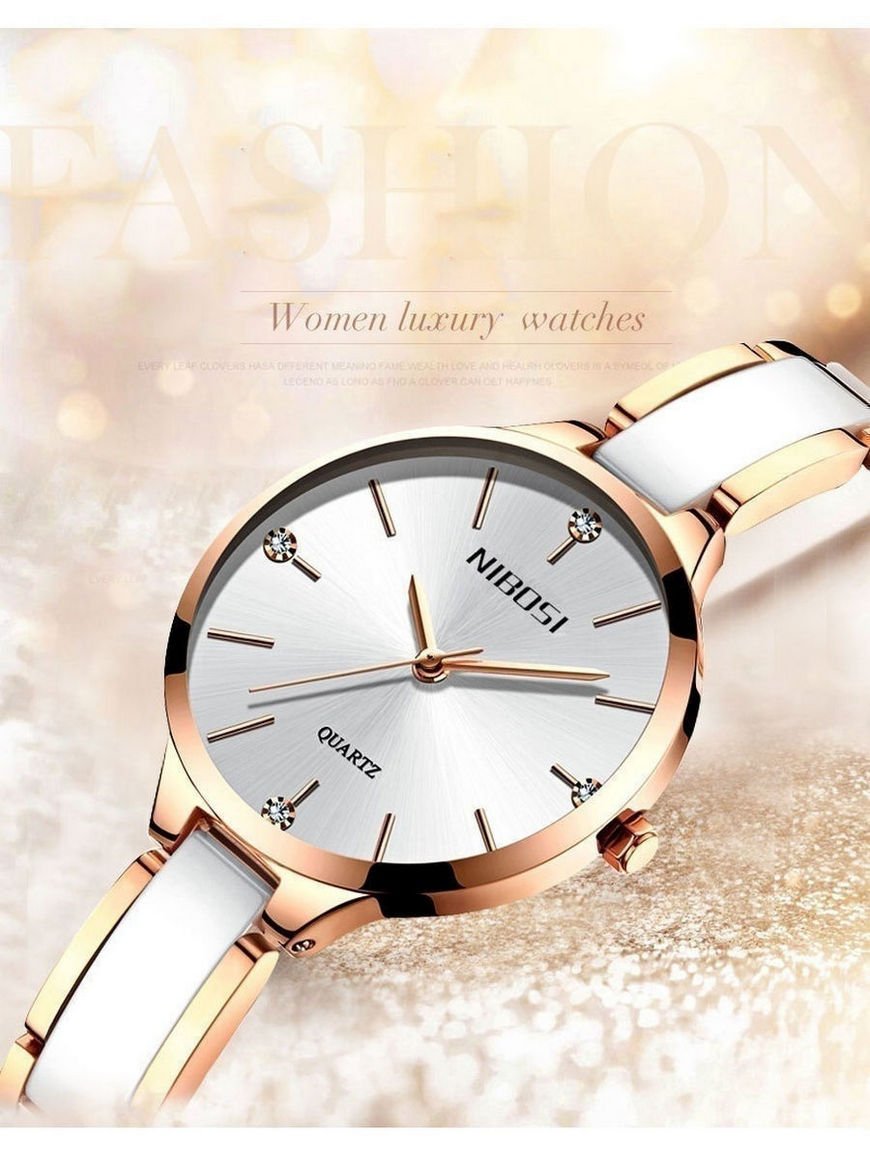Часы наручные,женские часы,подарочная коробка,керамические,часы женские наручные,белые часы,часы. NIBOSI